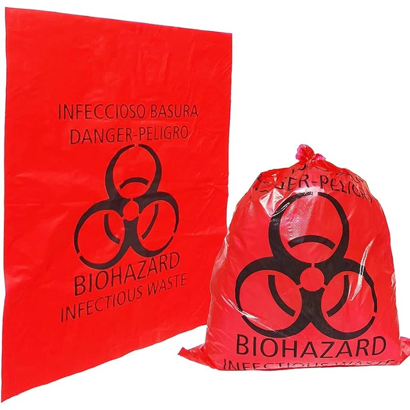 Bolsas Plásticas Biohazard 24x24 glns 8 micrones Roja (1000/caja)